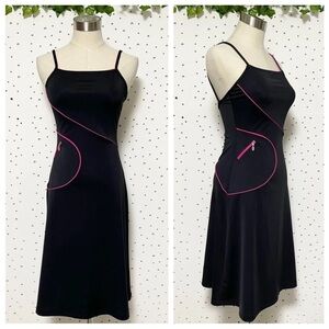 Pre-owned Chanel 100% Authentic Sleeveless Mesh Dress Pink Black Trim 38 S